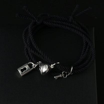 Couples Lock and Key Magnetic Bracelet Set