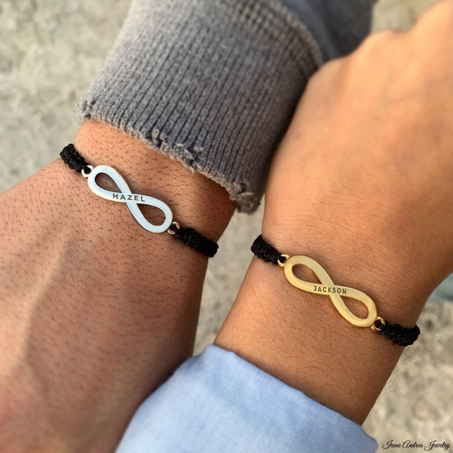 Couples Engraved Infinity Bracelet Set