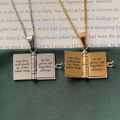 "Forever Chapters" Engraved Notebook Necklace