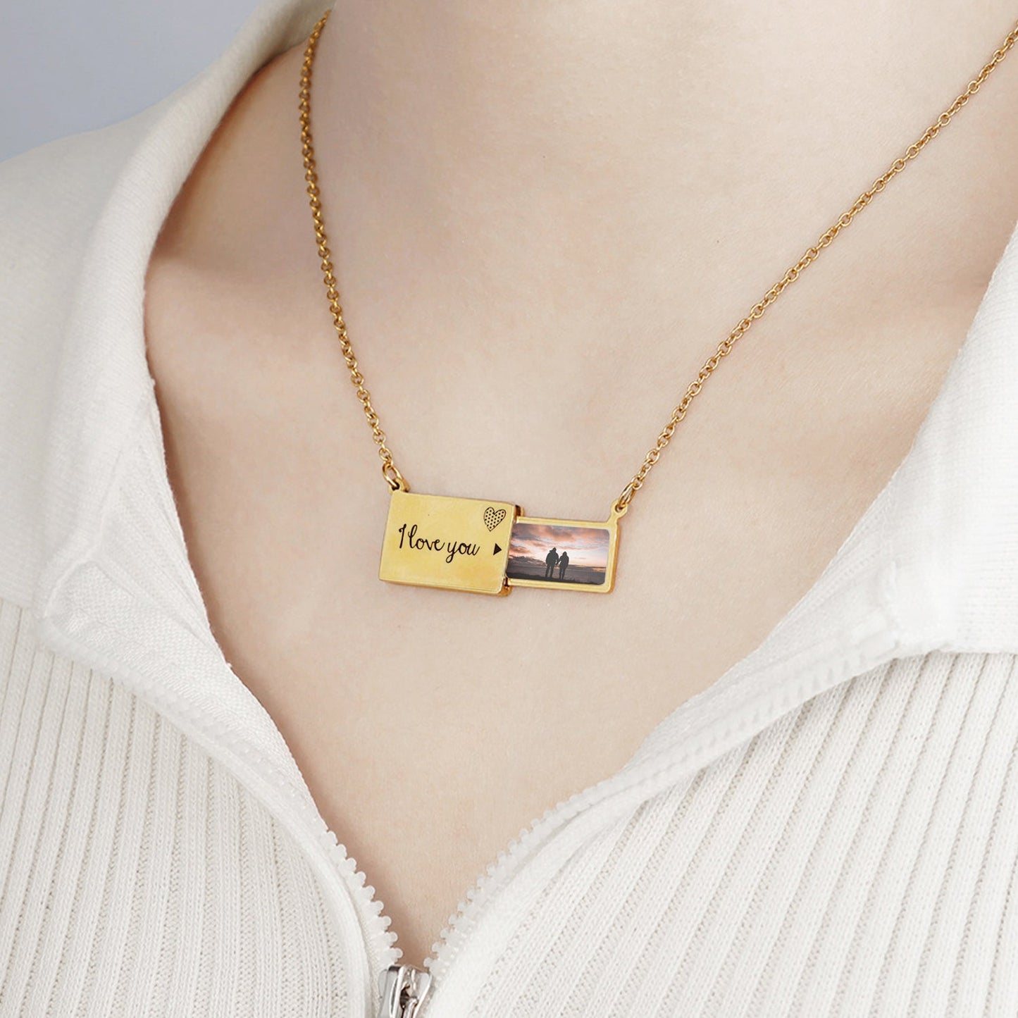 Photo Love Letter Necklace with Forever Rose Box