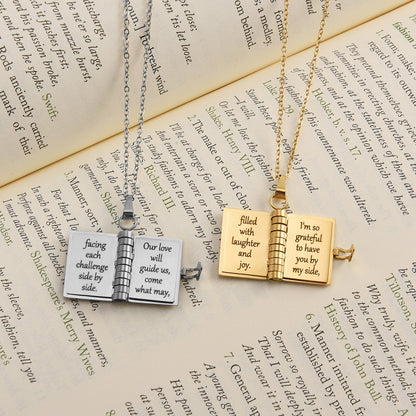 "Forever Chapters" Engraved Notebook Necklace