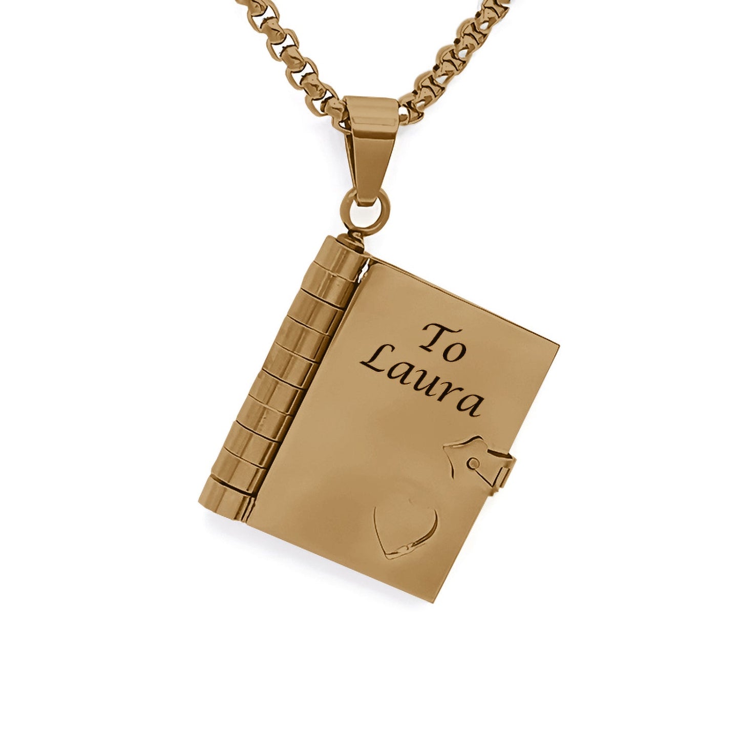 "Forever Chapters" Engraved Notebook Necklace