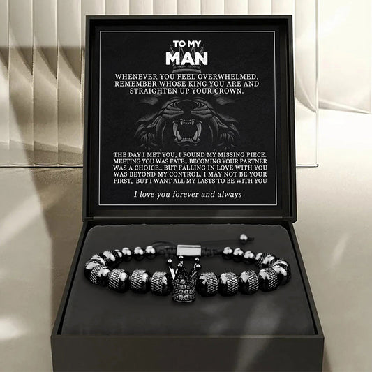 "To My Man - Straighten Your Crown" Bracelet Gift Set