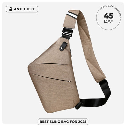 BondCrafts Sling Bag Beige The Slim Carry Antitheft Bag
