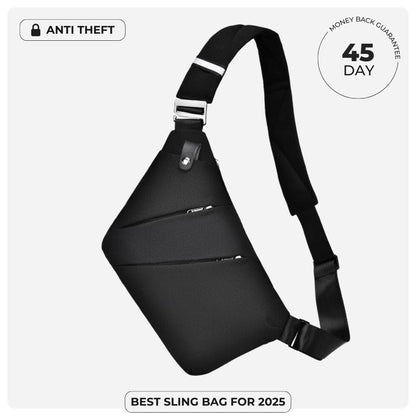 BondCrafts Sling Bag Black The Slim Carry Antitheft Bag