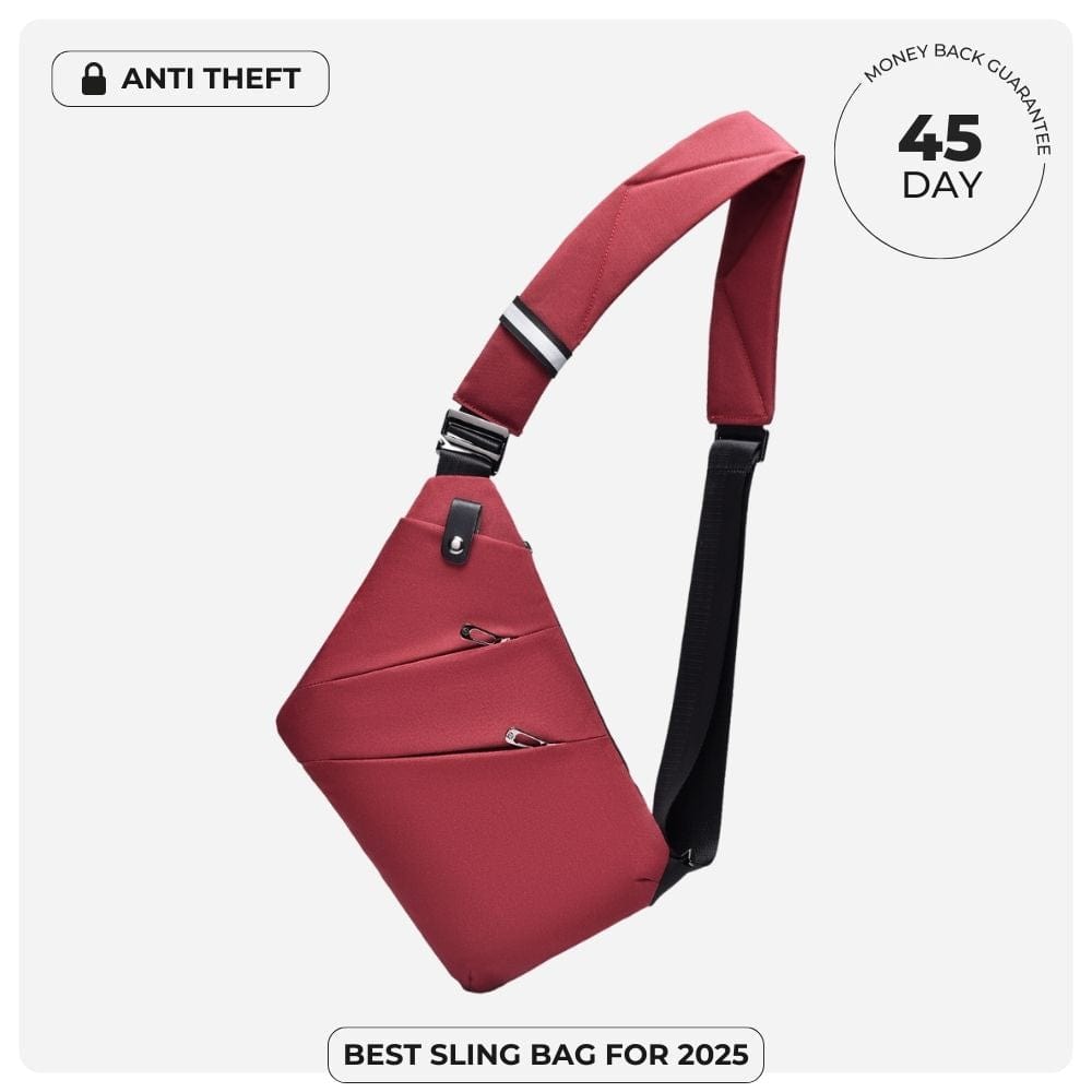 BondCrafts Sling Bag Burgundy The Slim Carry Antitheft Bag