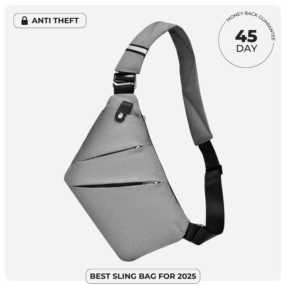 BondCrafts Sling Bag Gray The Slim Carry Antitheft Bag