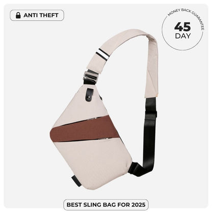 BondCrafts Sling Bag Khaki Brown The Slim Carry Antitheft Bag