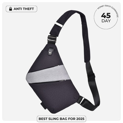 BondCrafts Sling Bag Navy Gray The Slim Carry Antitheft Bag