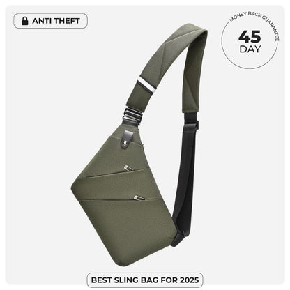 BondCrafts Sling Bag Olive The Slim Carry Antitheft Bag
