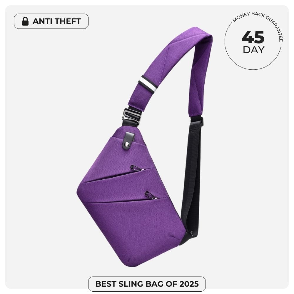 BondCrafts Sling Bag Purple The Slim Carry Antitheft Bag