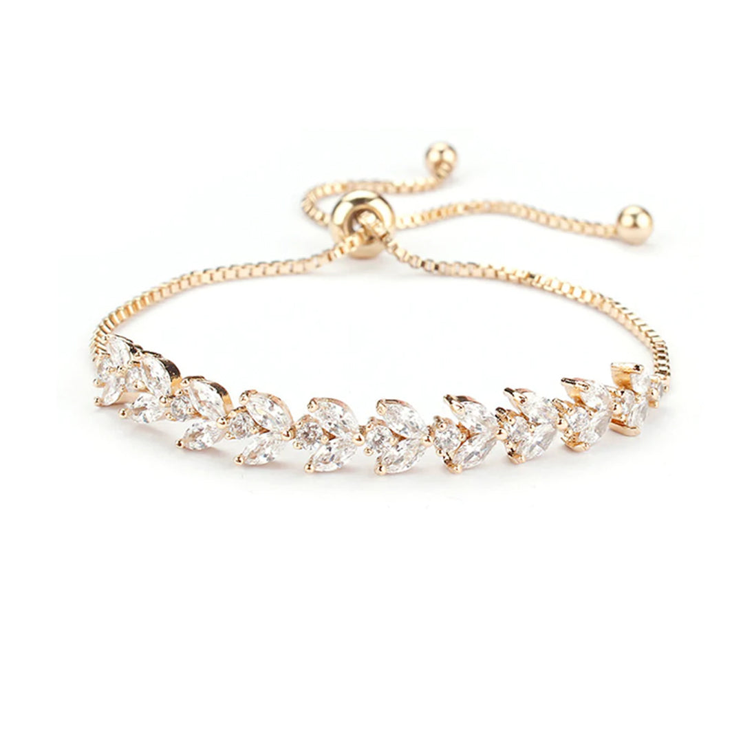 Sparkling Leaf Tennis Bracelet - Adjustable