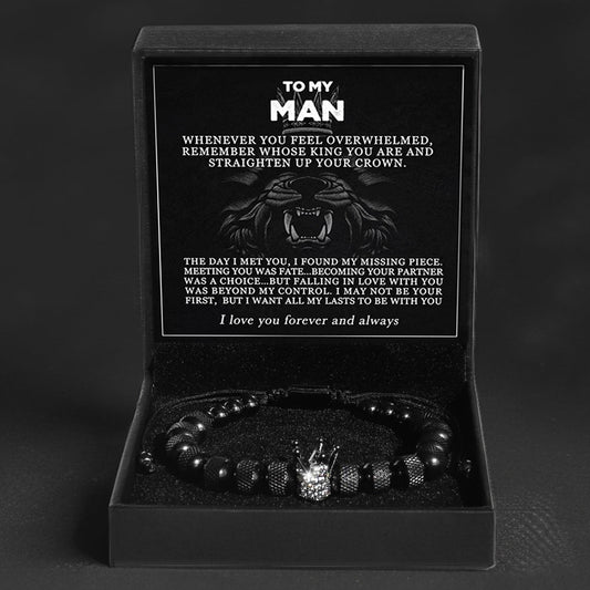 "To My Man - Straighten Your Crown" Bracelet Gift Set