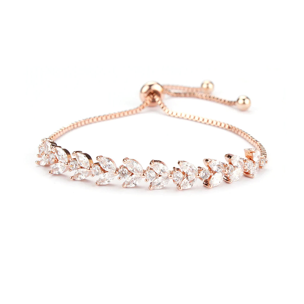 Sparkling Leaf Tennis Bracelet - Adjustable