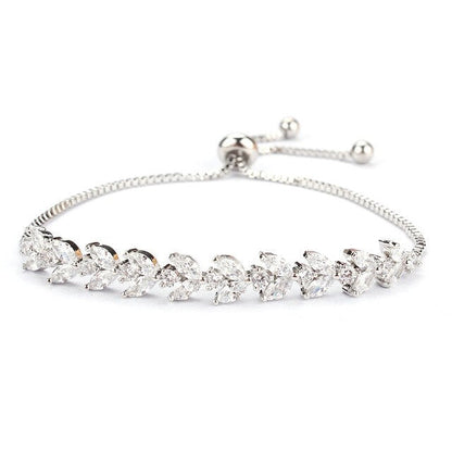 Sparkling Leaf Tennis Bracelet - Adjustable